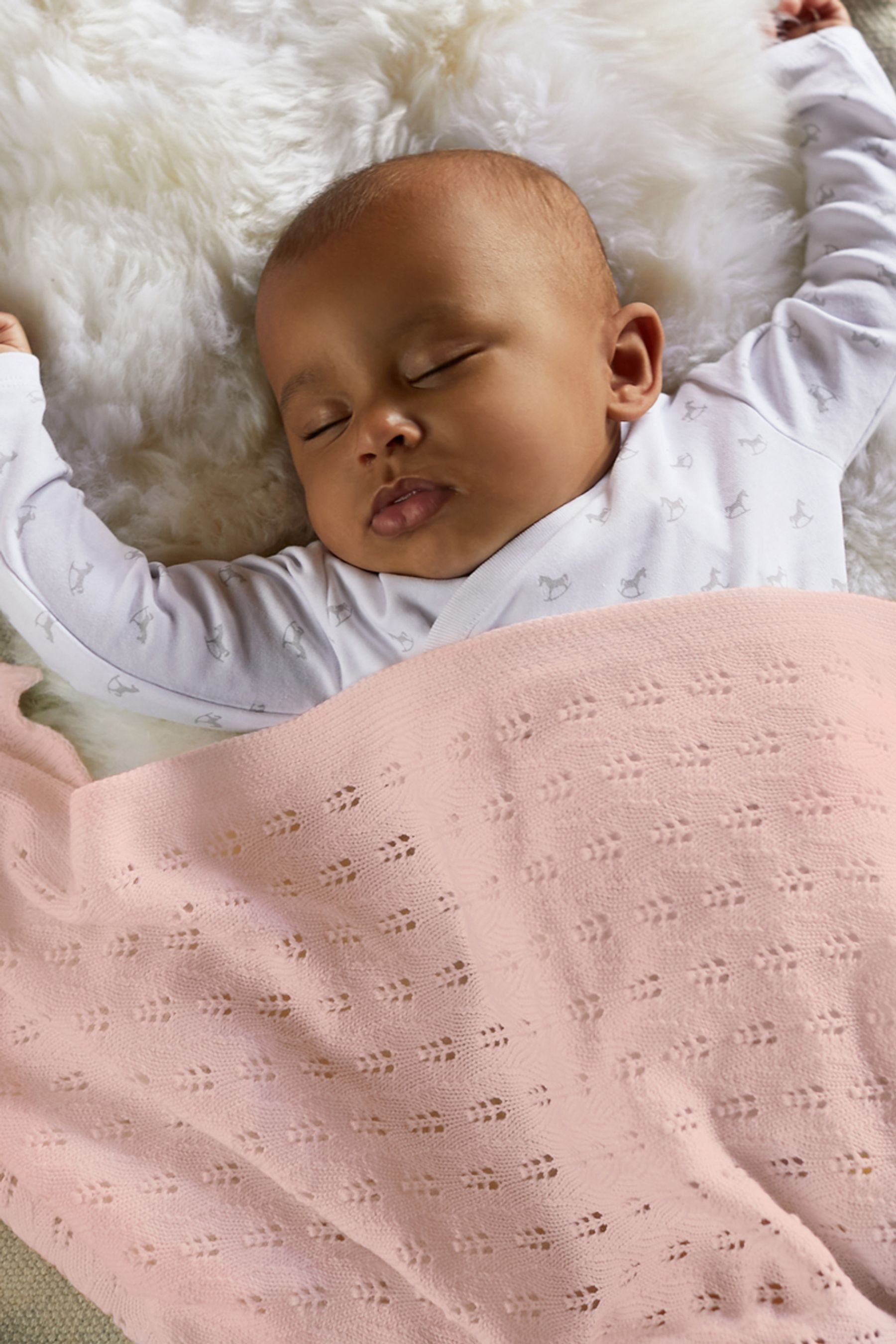 Buy The Little Tailor Pink 100 Cotton Pointelle Baby Blanket from Next Luxembourg