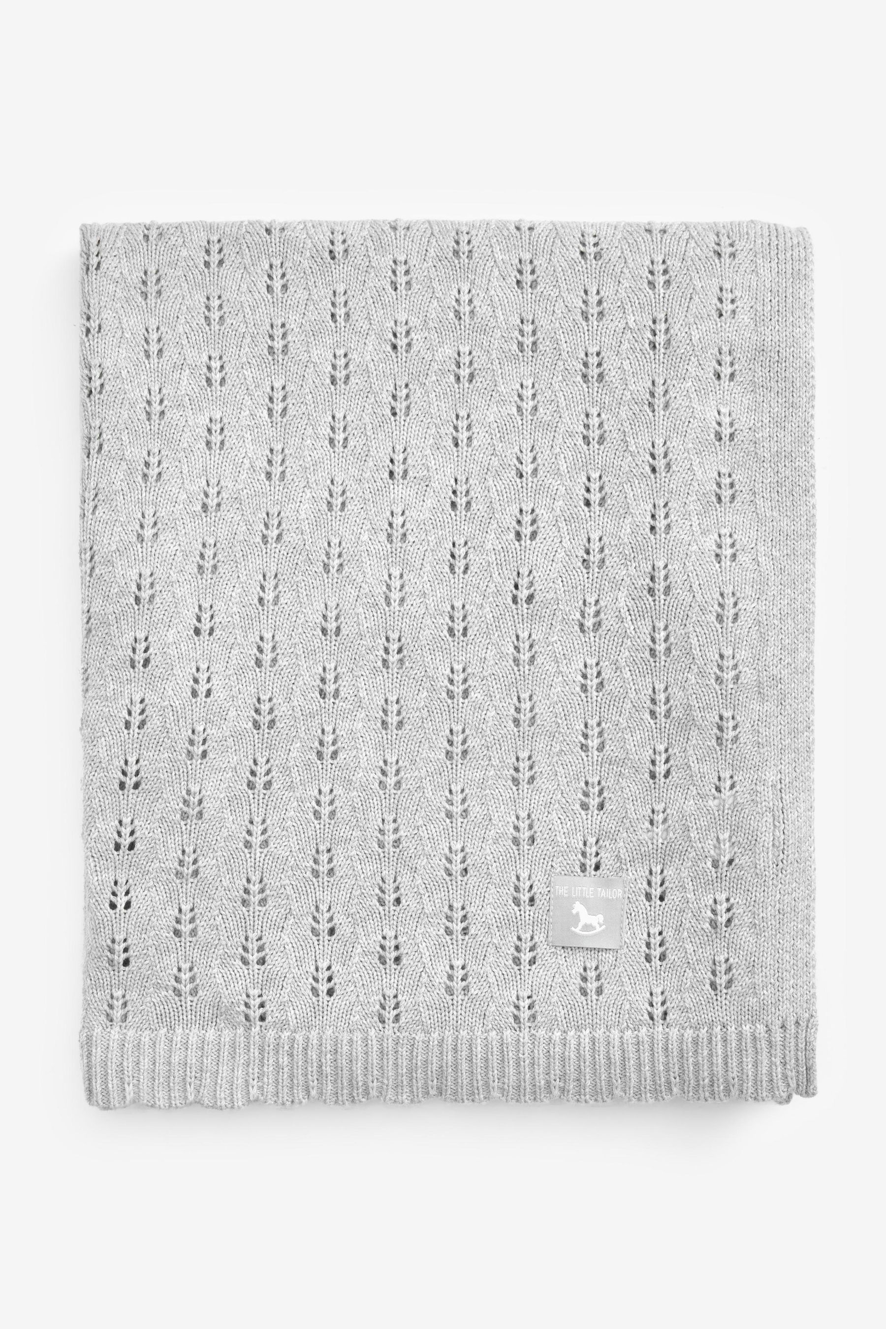 The Little Tailor Grey 100 Cotton Pointelle Baby Blanket one