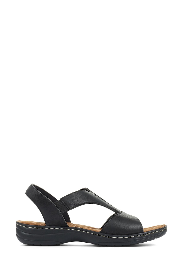 Pavers Black Ladies Wide Fit Slingback Leather Sandals - Image 1 of 5