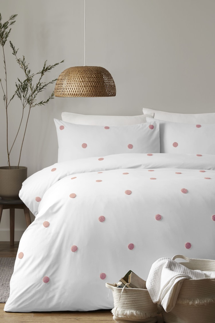 Appletree Pink Dot Garden 100% Pure 100% Cotton Duvet Cover Set - Image 1 of 4