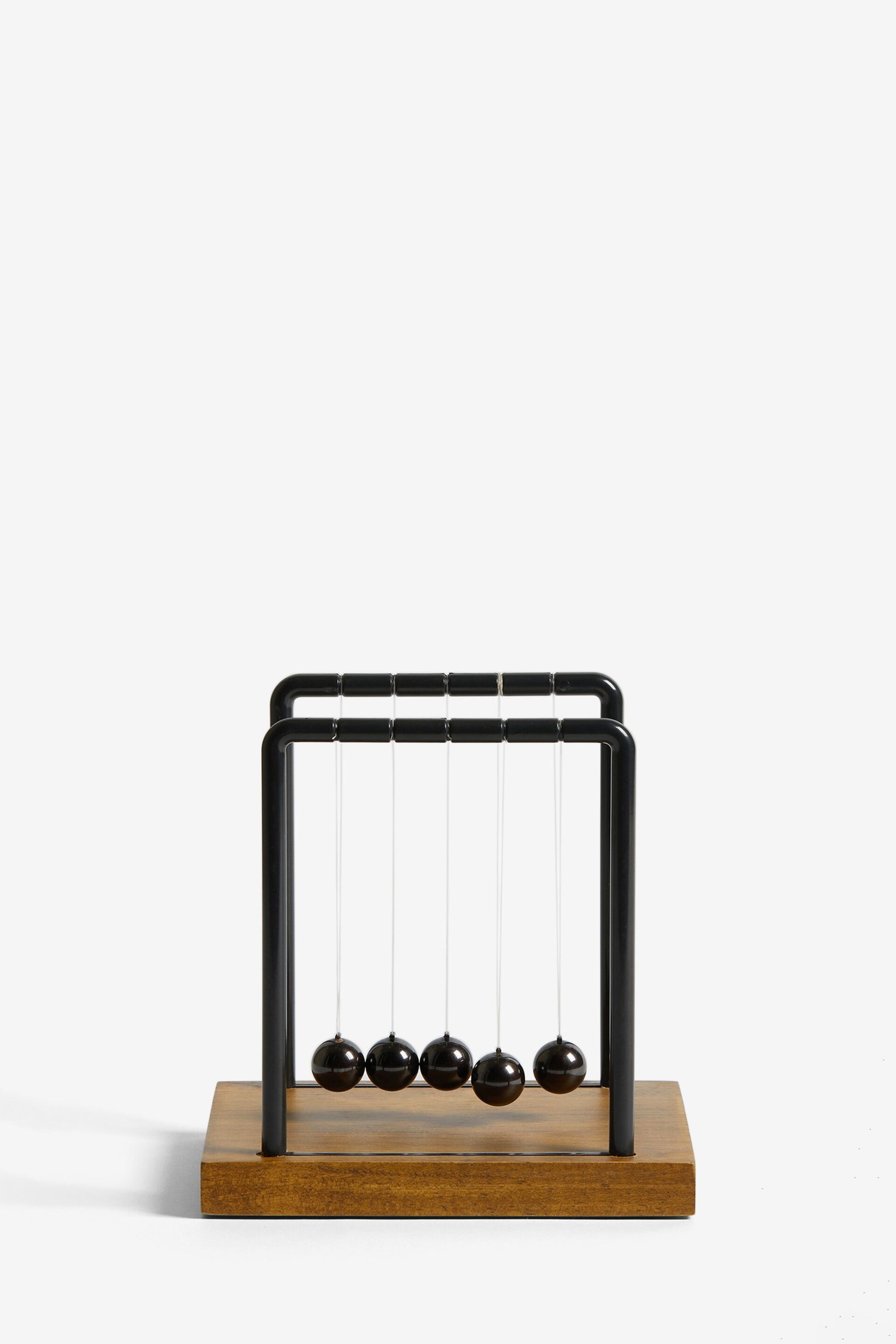 Black Wooden Decorative Newton's Cradle Balance Ball Ornament - Image 3 of 4