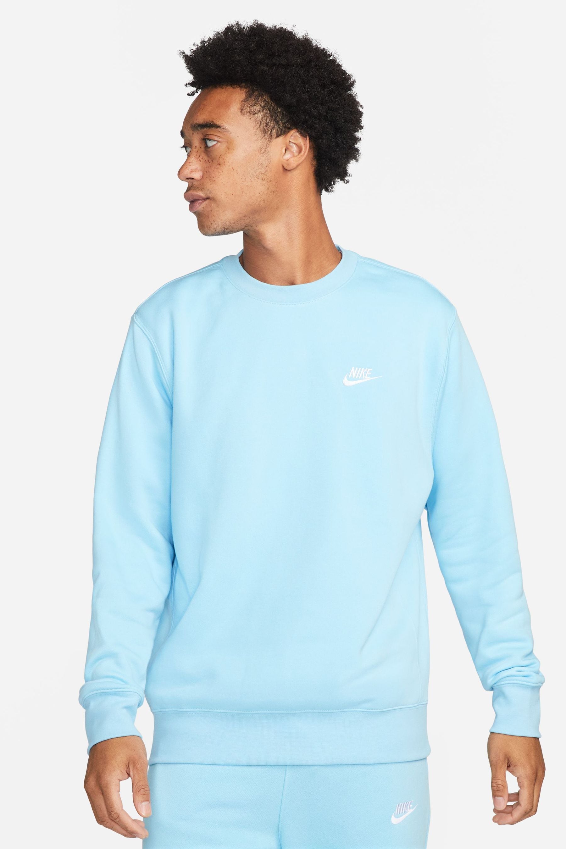 Buy Nike Light Blue Club Crew Neck Sweatshirt from Next Luxembourg