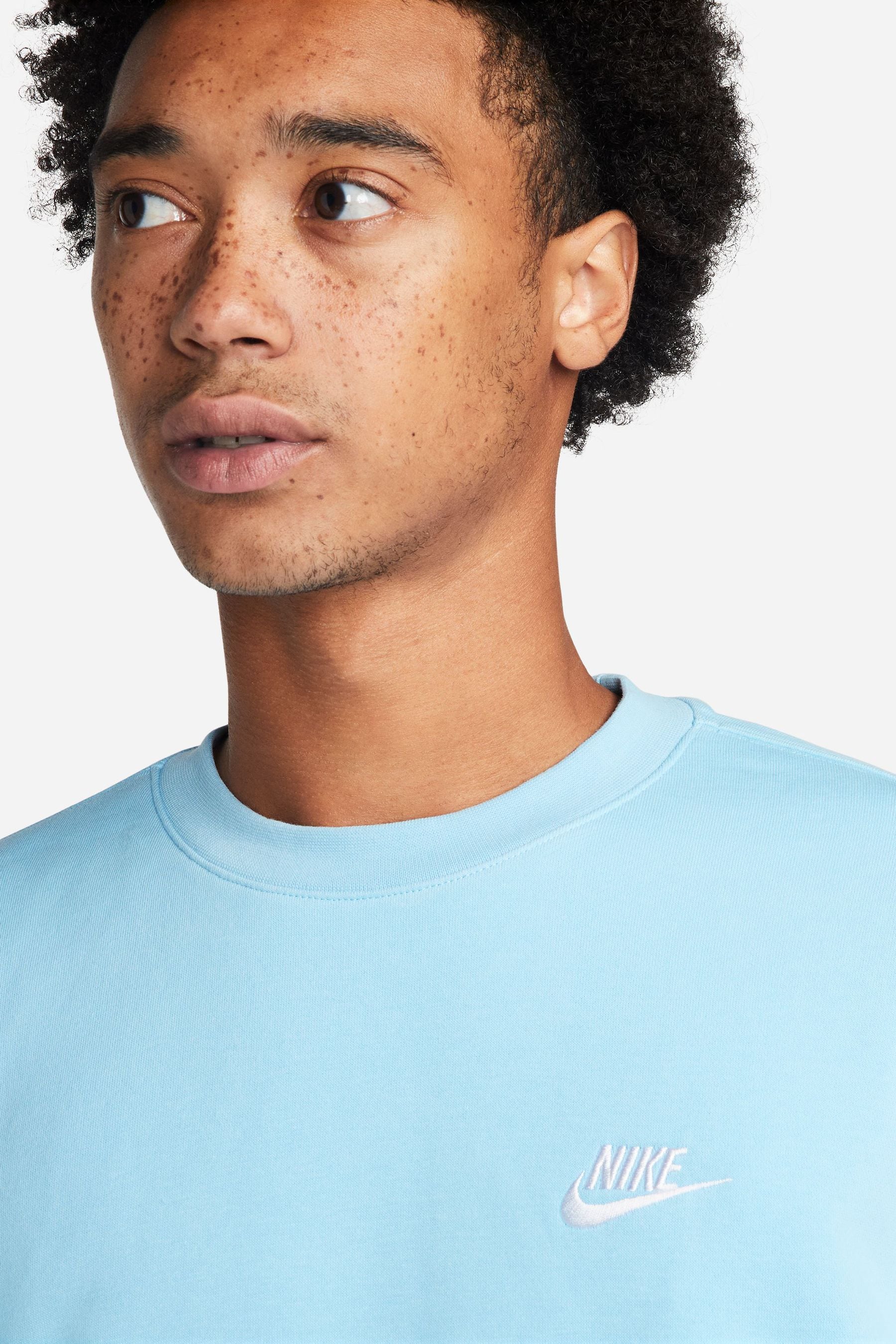 Buy Nike Light Blue Club Crew Neck Sweatshirt from Next Luxembourg