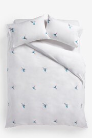 White With Hummingbird Embroidered Duvet Cover and Pillowcase Set - Image 2 of 5