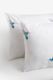 White With Hummingbird Embroidered Duvet Cover and Pillowcase Set - Image 3 of 5