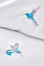 White With Hummingbird Embroidered Duvet Cover and Pillowcase Set - Image 4 of 5