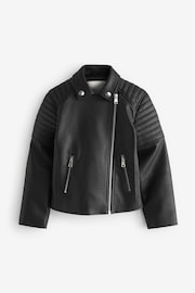 Black PU Biker Jacket (3-16yrs) - Image 5 of 8