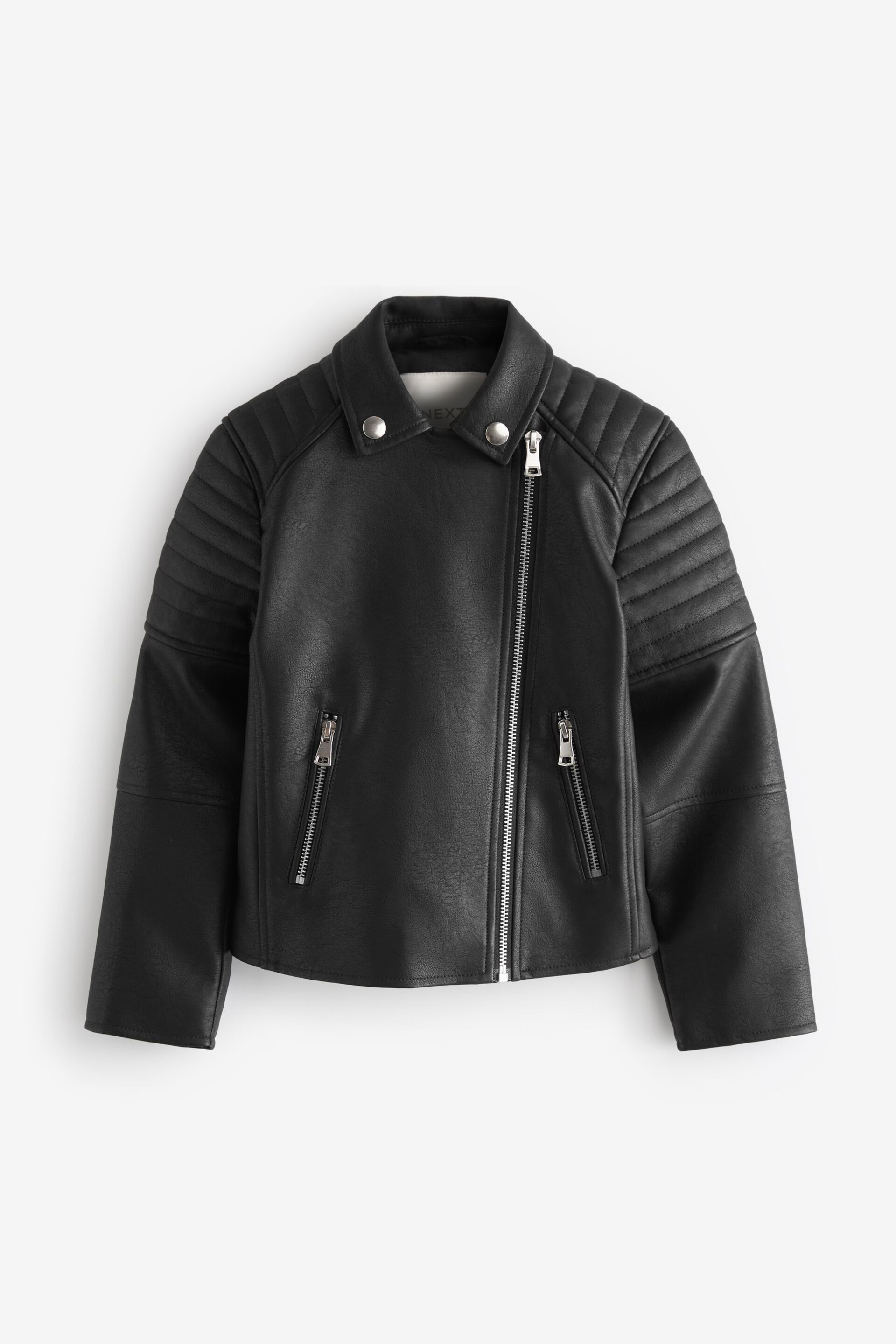 Black PU Biker Jacket (3-16yrs) - Image 5 of 8