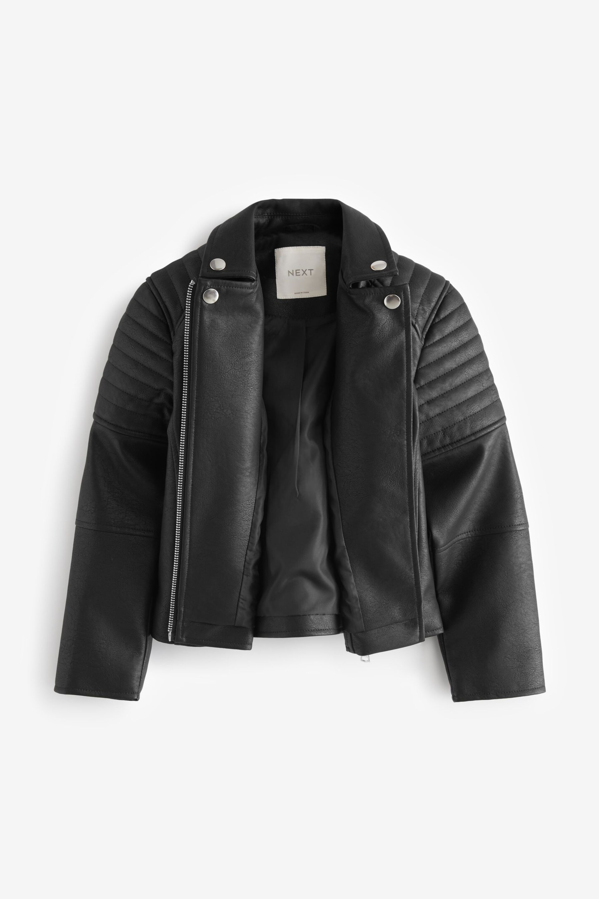 Black PU Biker Jacket (3-16yrs) - Image 6 of 8