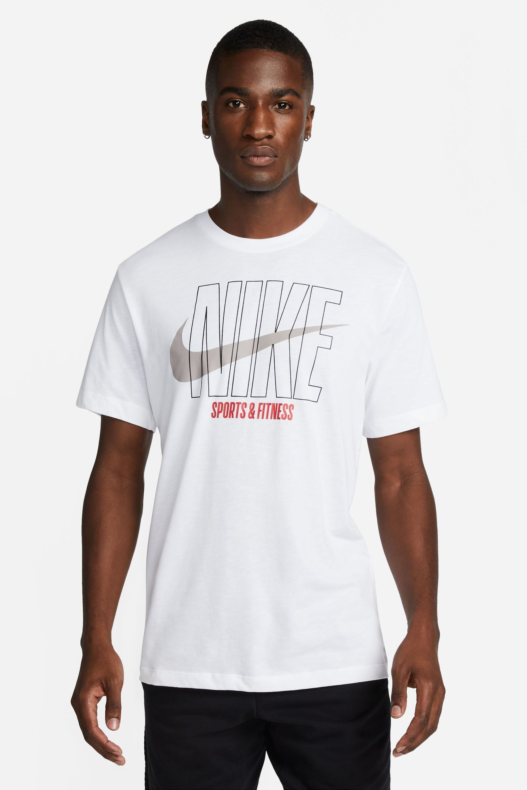 Buy Nike White Dri FIT Large Graphic Training T Shirt from Next Luxembourg