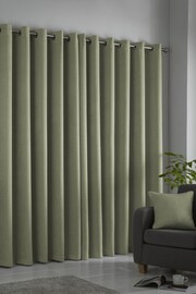 Fusion Green Strata Dim Out Woven Pair of Eyelet Curtains - Image 2 of 4