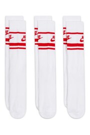 Nike White/Red Sportswear Everyday Essential White Crew Socks 3 Pack - Image 2 of 4