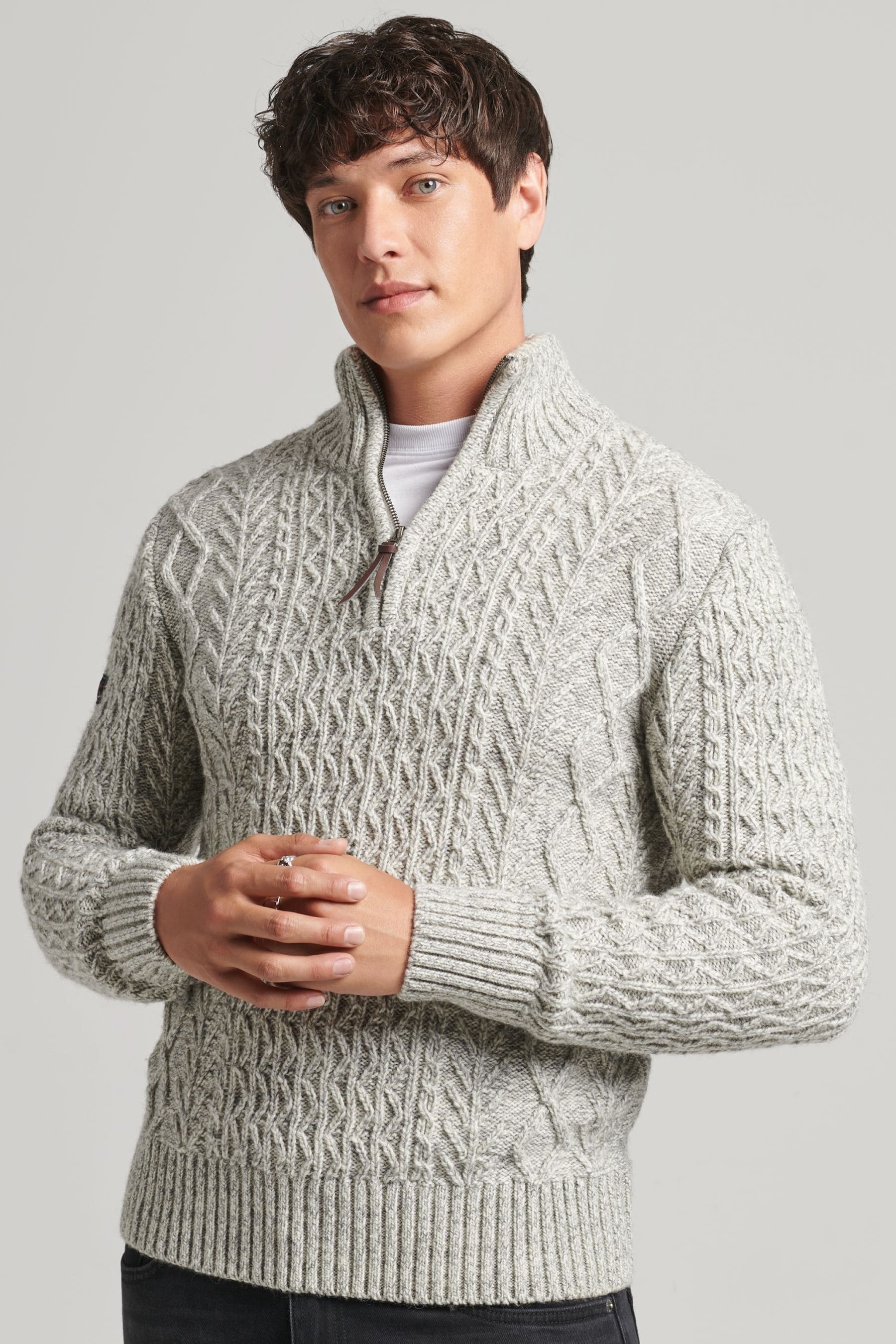 Buy Superdry Grey Marl Jacob Henley Jumper from Next Luxembourg