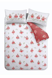 Catherine Lansfield Red Christmas Robins Duvet Cover and Pillowcase Set - Image 4 of 4