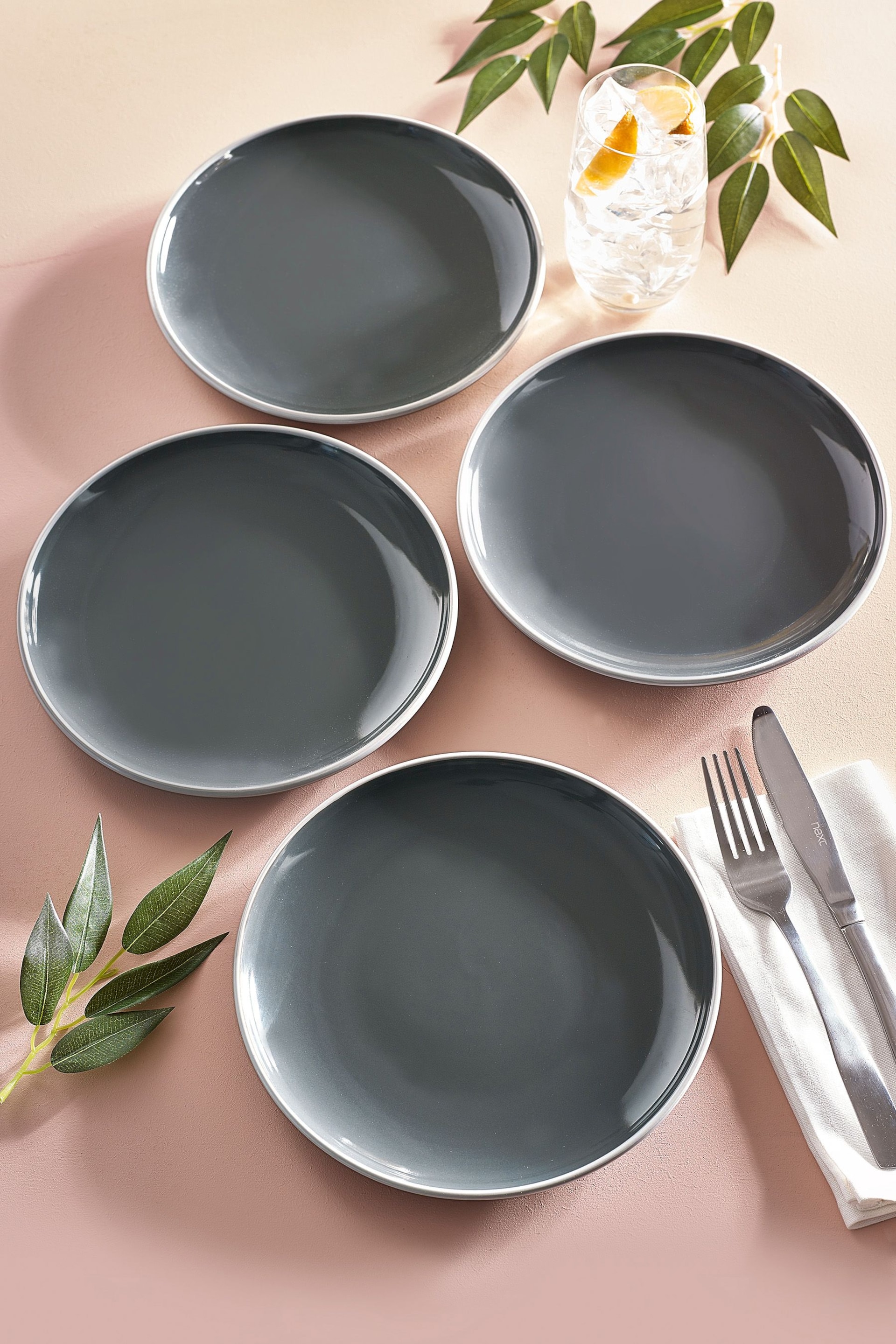 Charcoal Grey Warwick Set of 4 Side Plates - Image 1 of 3