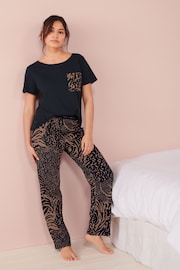 Navy Blue Animal Print 100% Cotton Short Sleeve Pyjamas - Image 2 of 7