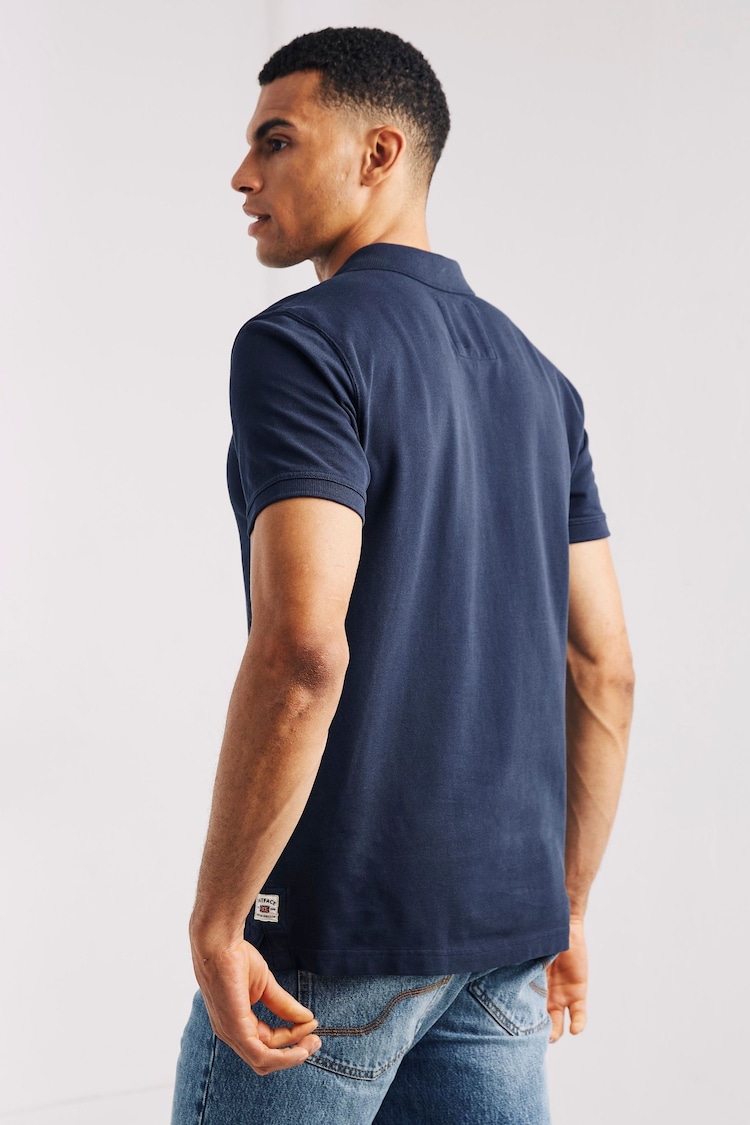 FatFace Blue Pique Polo Shirt - Image 2 of 4