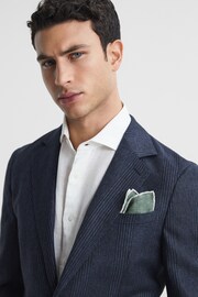 Reiss Sage Melange Piazza Linen Plain Pocket Square - Image 2 of 5