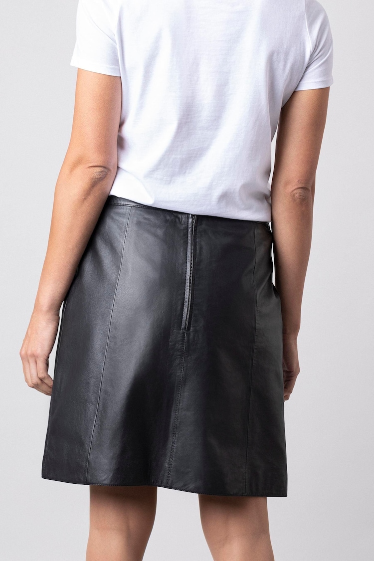 Lakeland Leather A-Line Black Leather Skirt - Image 2 of 8