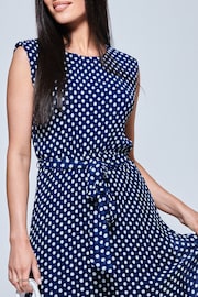 Jolie Moi Blue Spot Print Haniya Pleated Chiffon Dress - Image 3 of 5
