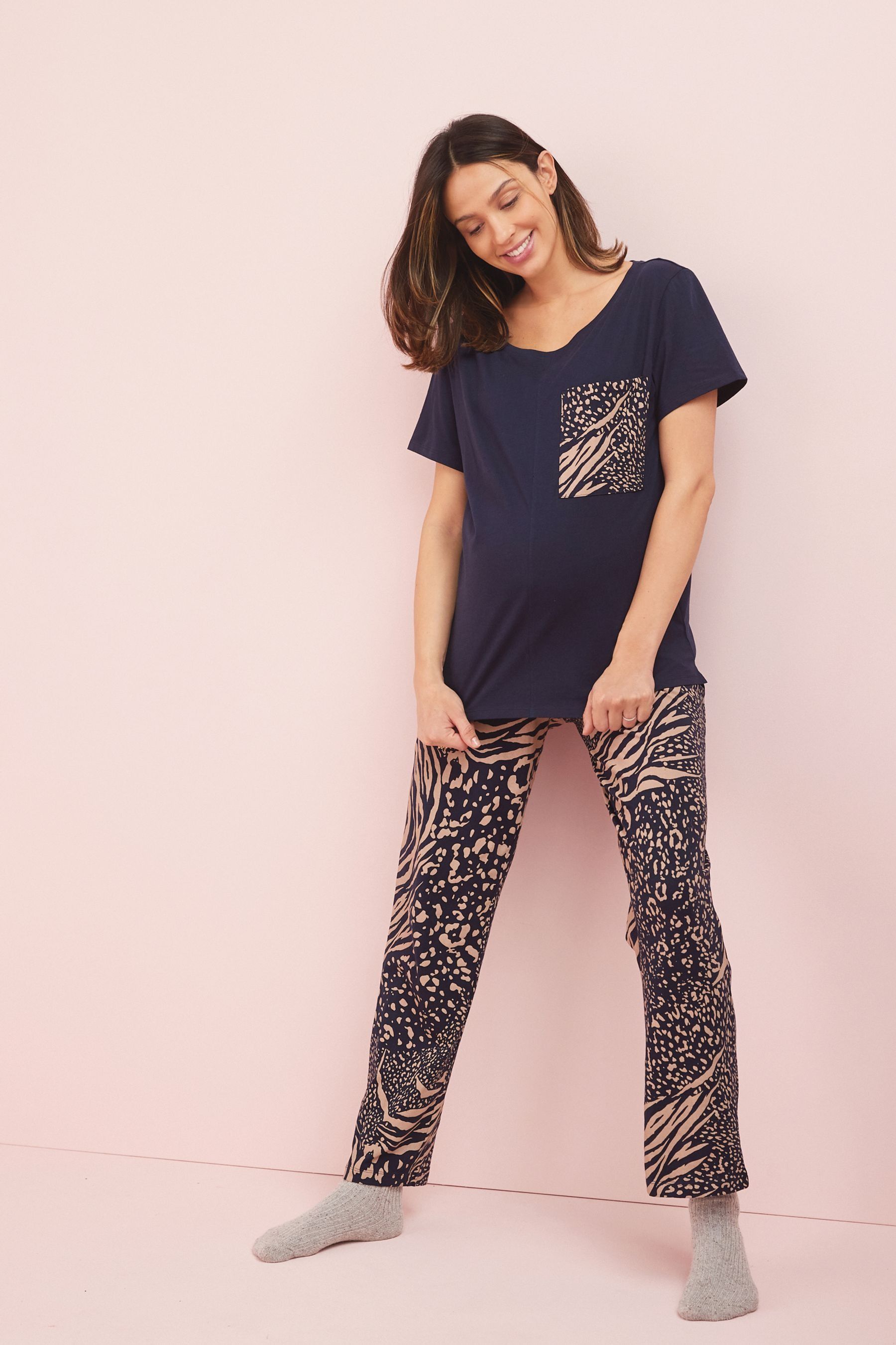 Buy Navy Blue Animal Maternity 100 Cotton Pyjamas from Next Netherlands