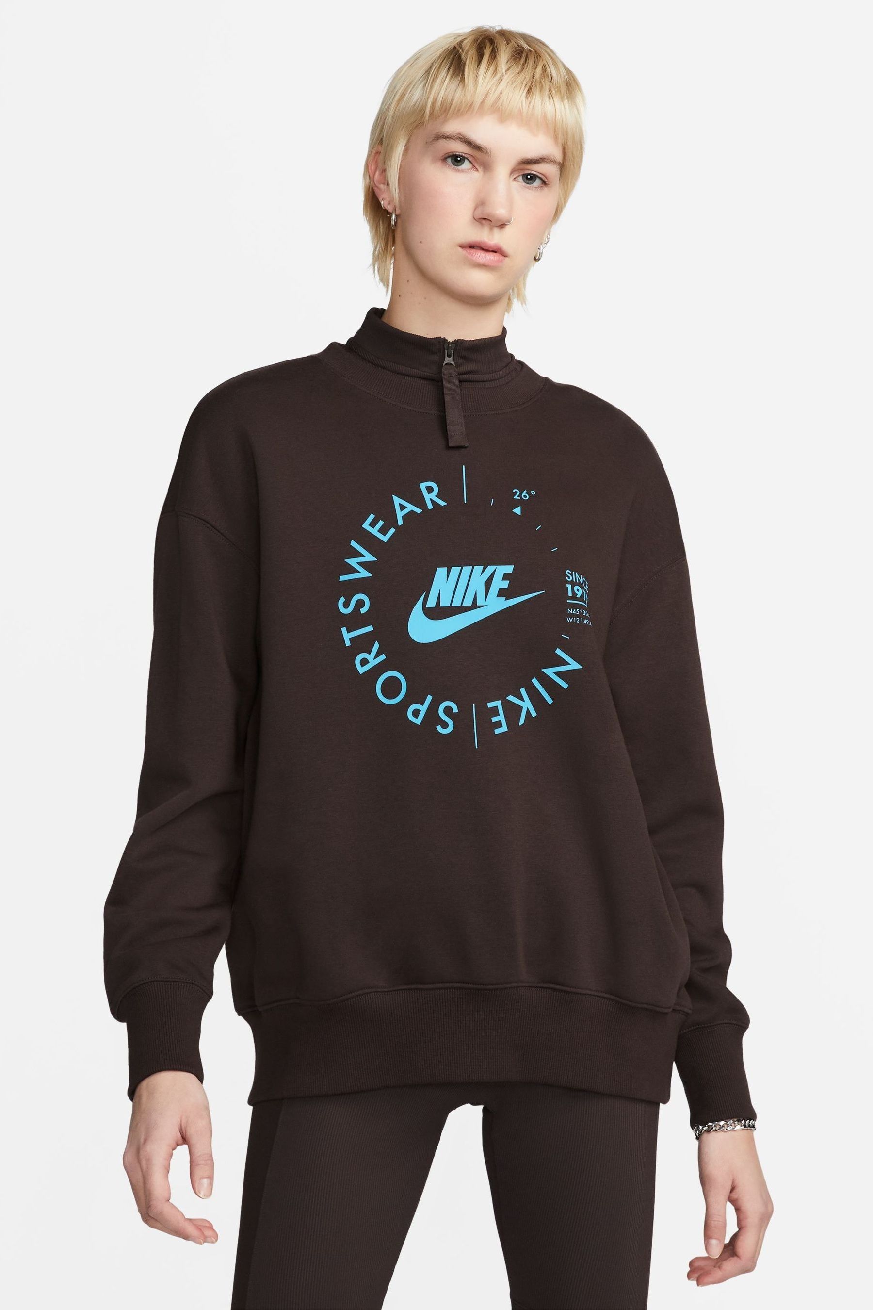 Buy Nike Dark Brown Oversized Crew Neck Sweatshirt from Next Ireland