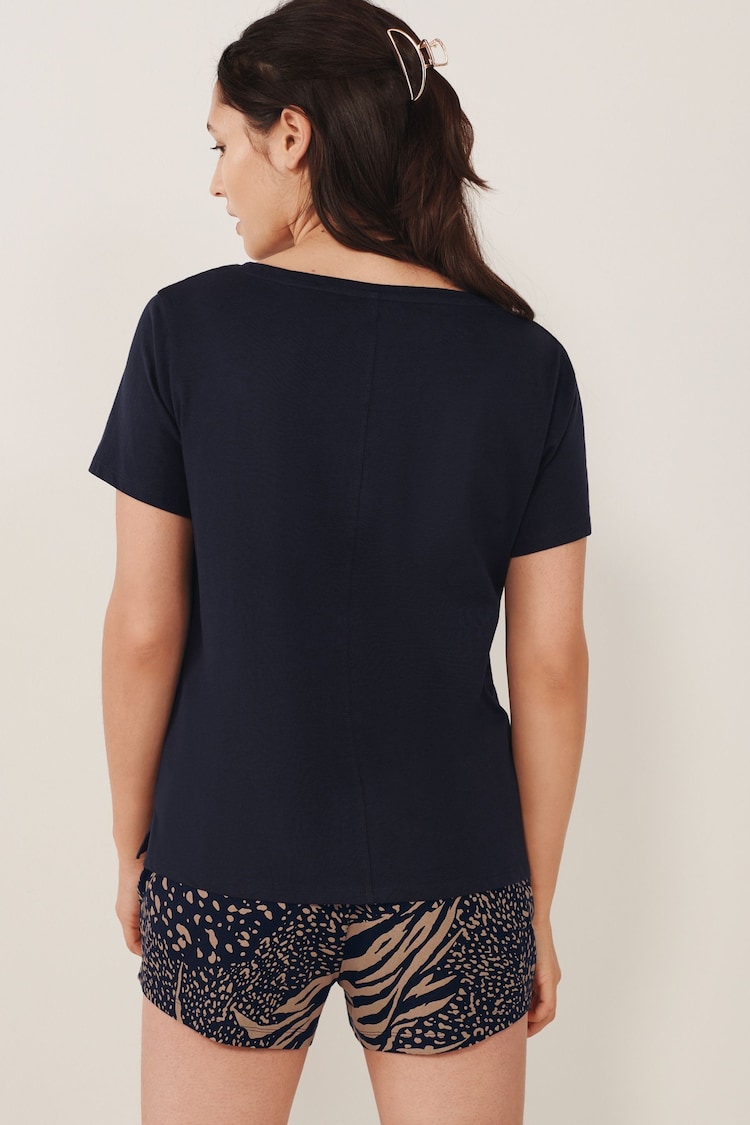 Navy Blue Animal Cotton Short Sleeve Pyjamas - Image 2 of 6