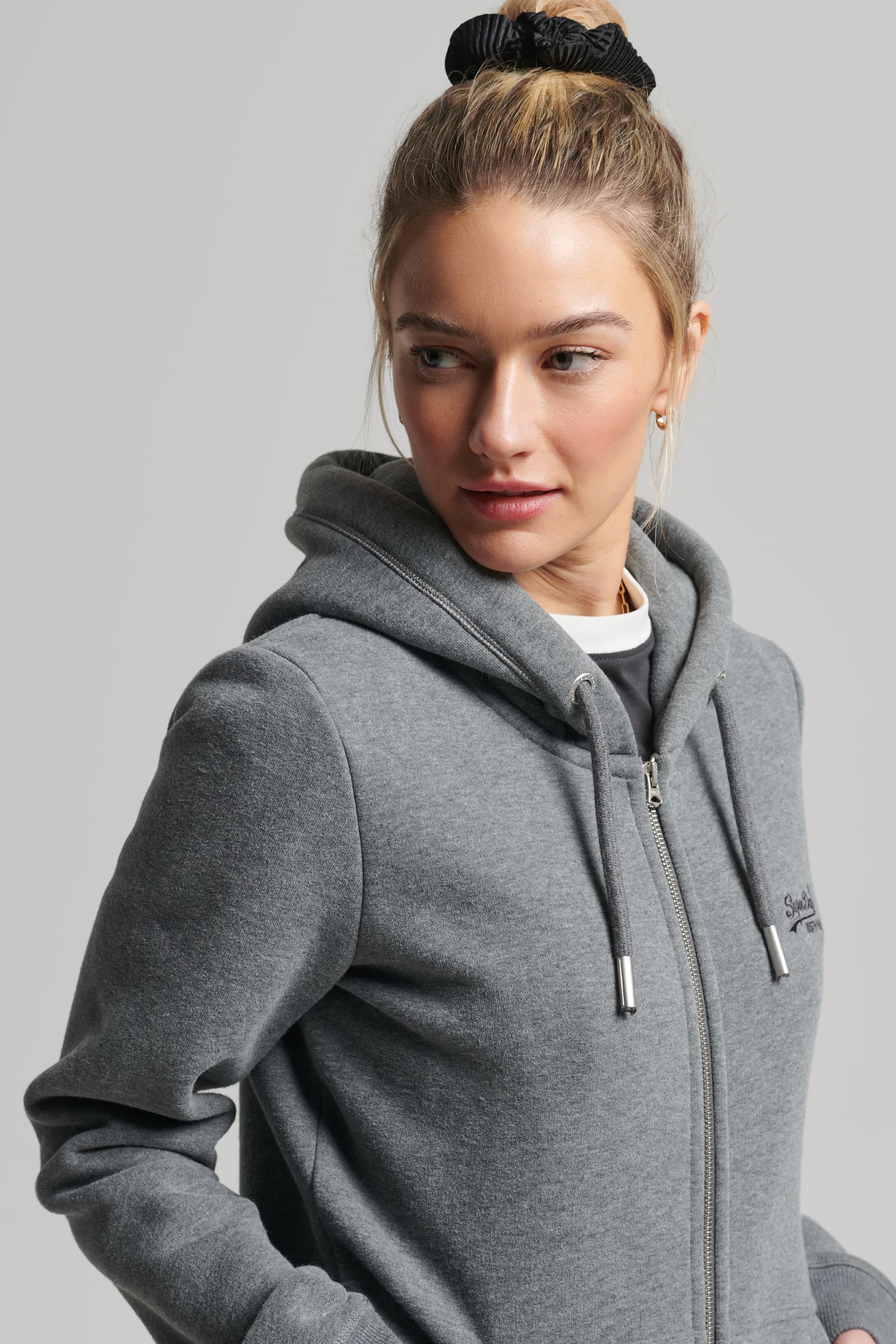 Buy Superdry Grey Organic Cotton Womens Logo Vintage Logo Zip Hoodie from Next Luxembourg