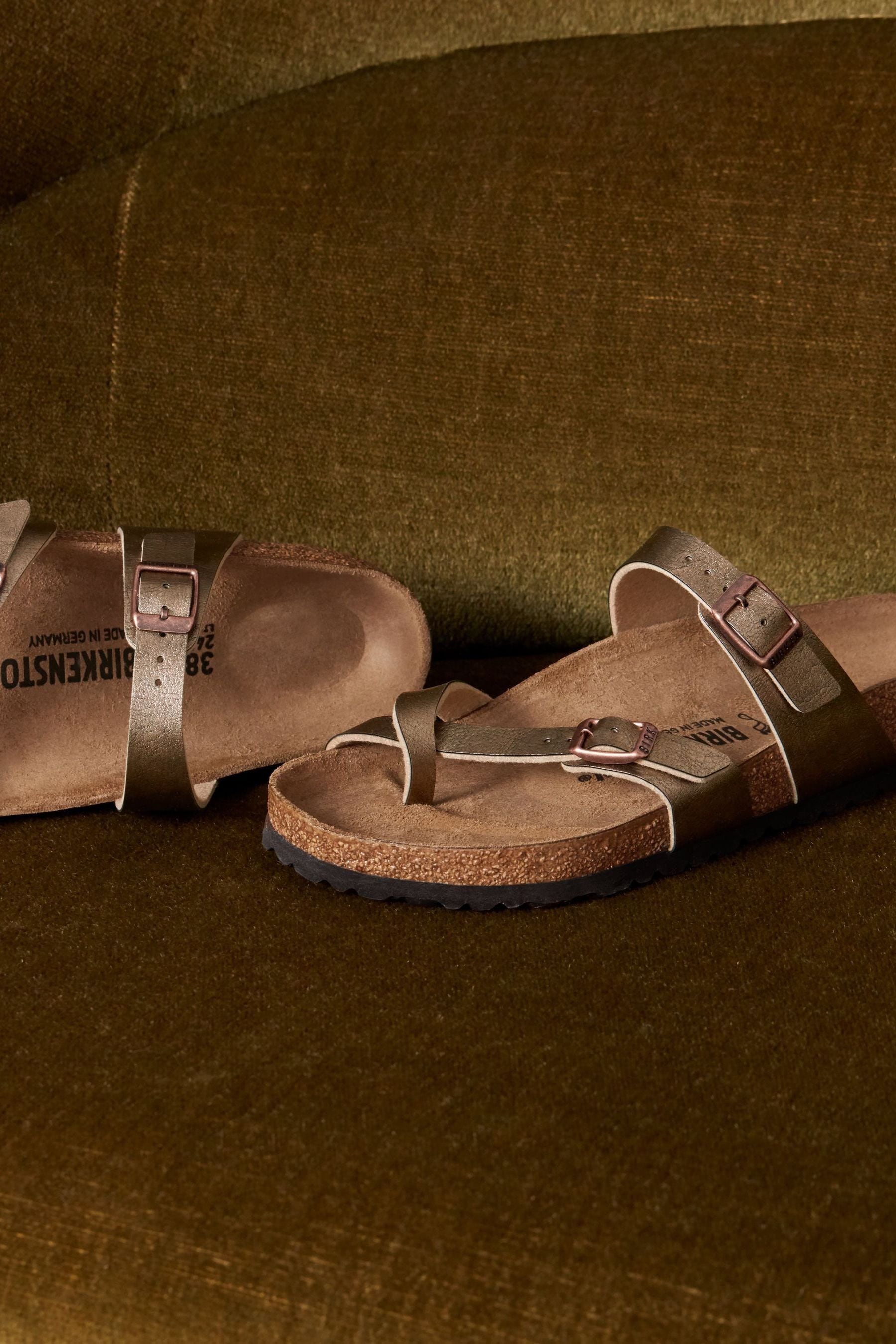 Buy Birkenstock Taupe Brown Mayari Birko Flor Sandals from Next Luxembourg