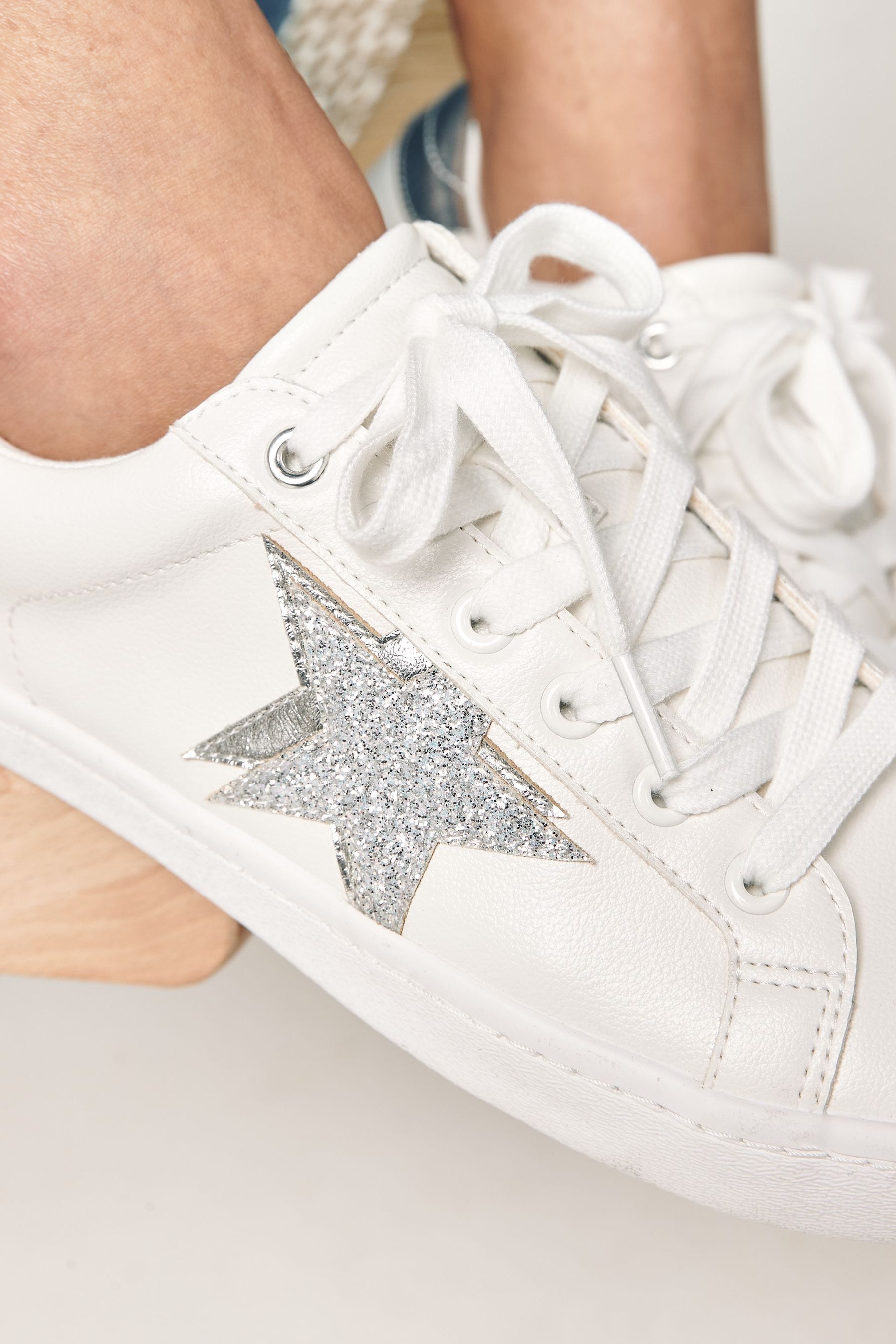 Buy White And Silver Wide Fit Forever Comfort Star Lace Up Trainers from Next Luxembourg