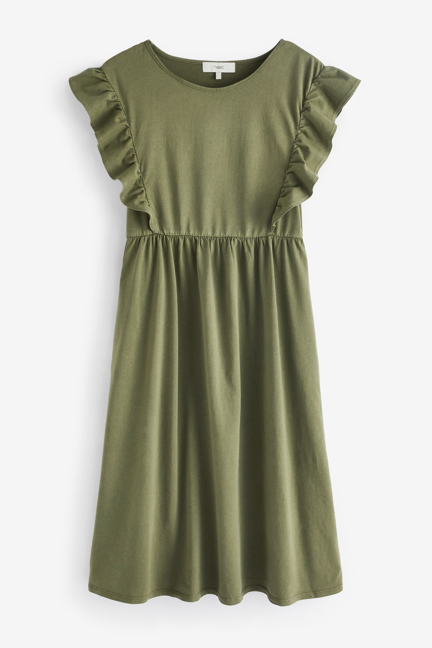 Buy Khaki Green Frill Sleeve T Shirt Dress from Next Luxembourg