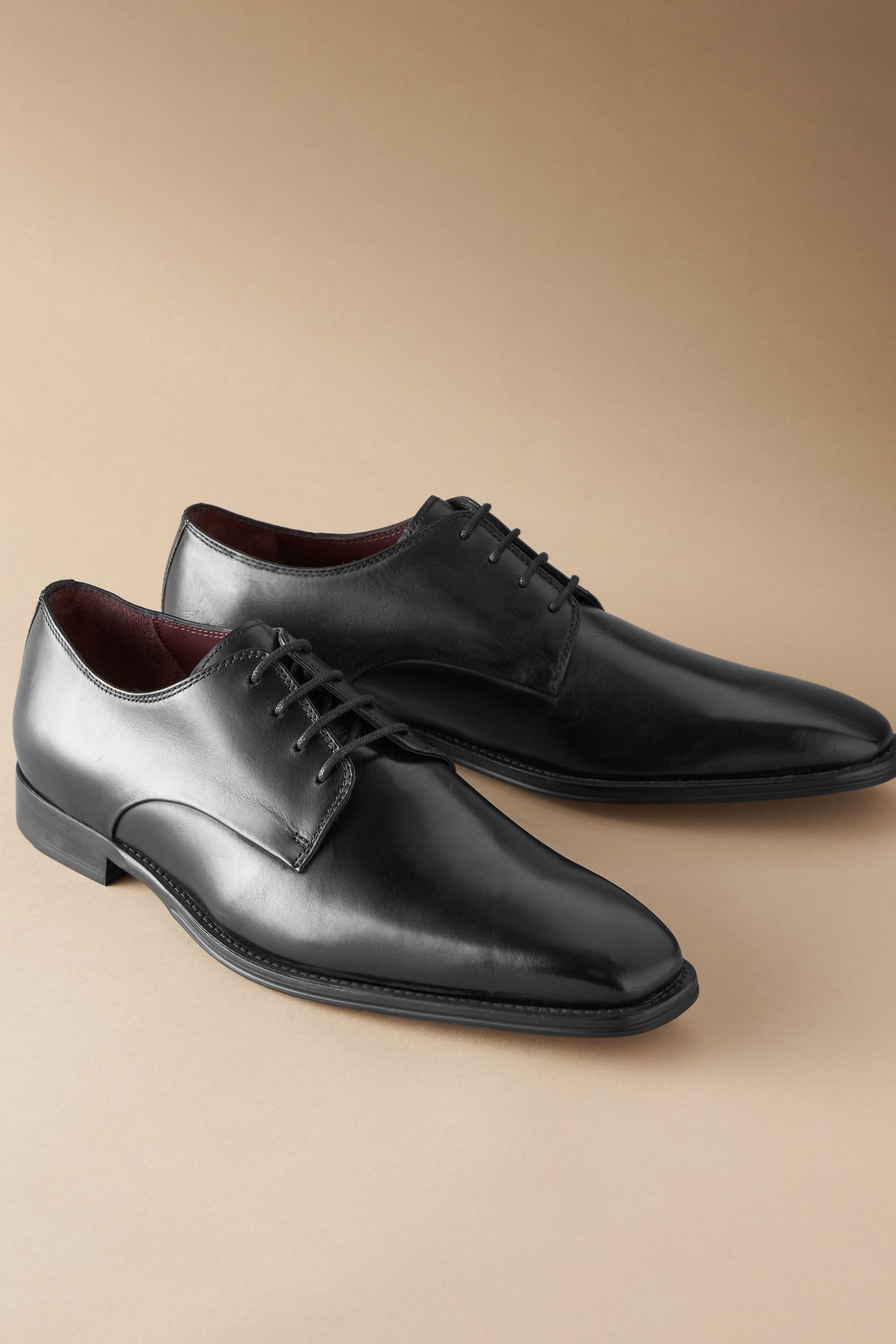Buy Black Signature Italian Leather Square Toe Derby Shoes from Next Austria