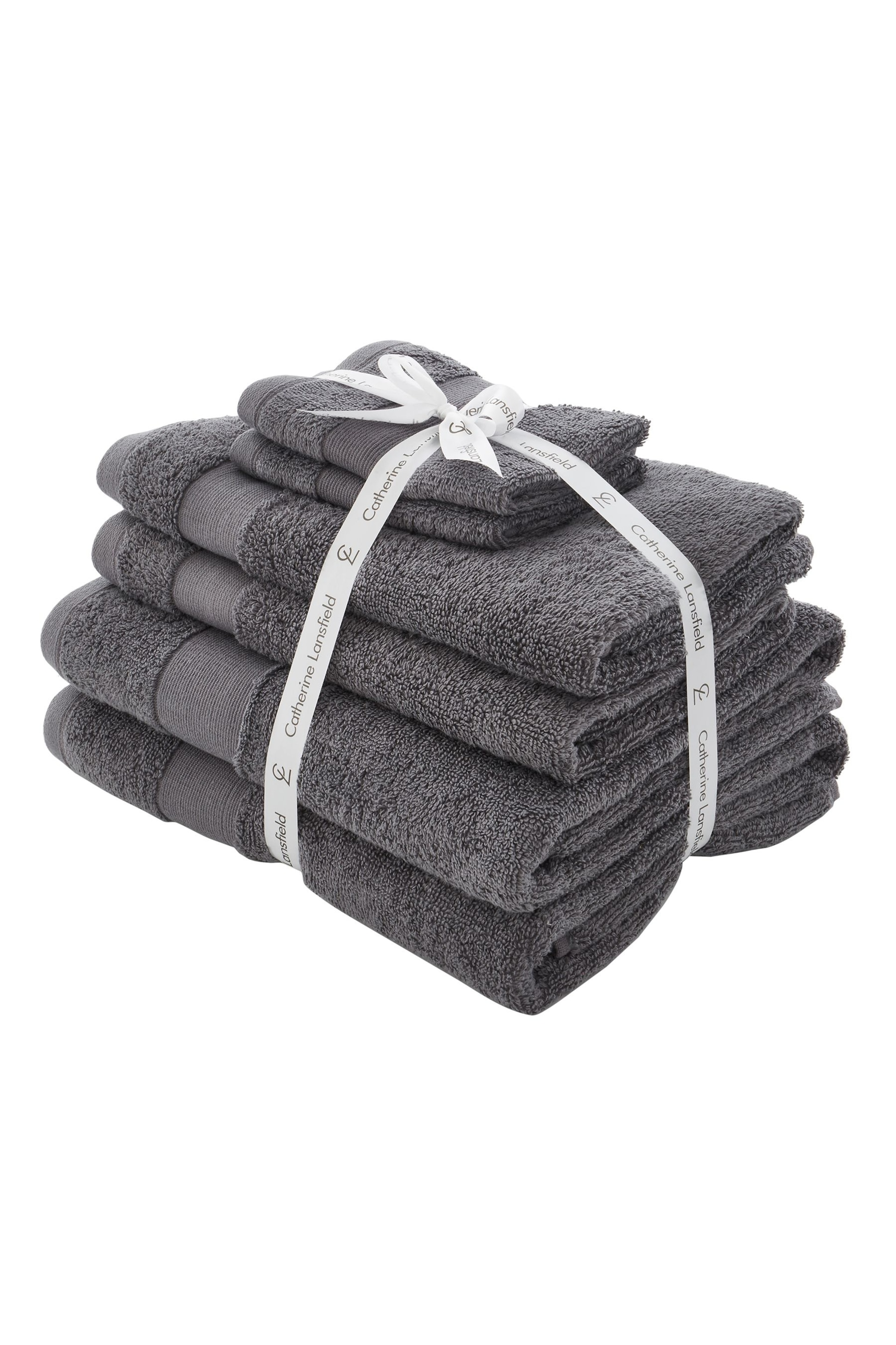 Catherine Lansfield 6 Piece Grey Anti-Bacterial Towel Bale - Image 1 of 5