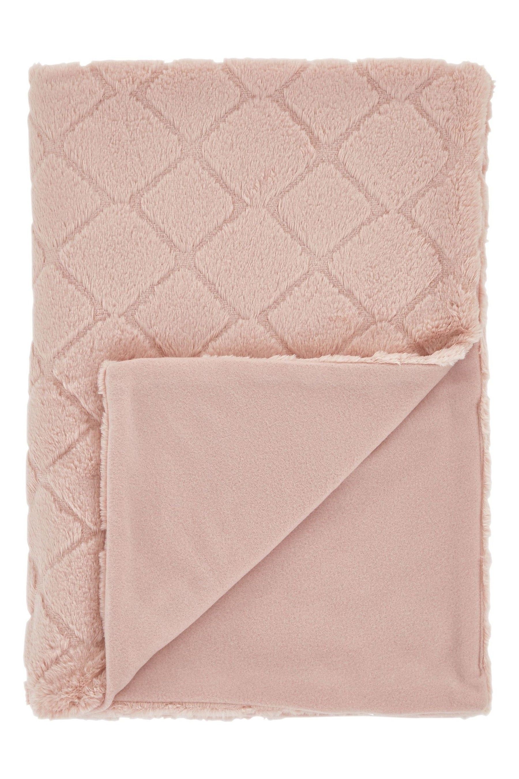 Catherine Lansfield Pink Cosy Diamond So Soft Throw
