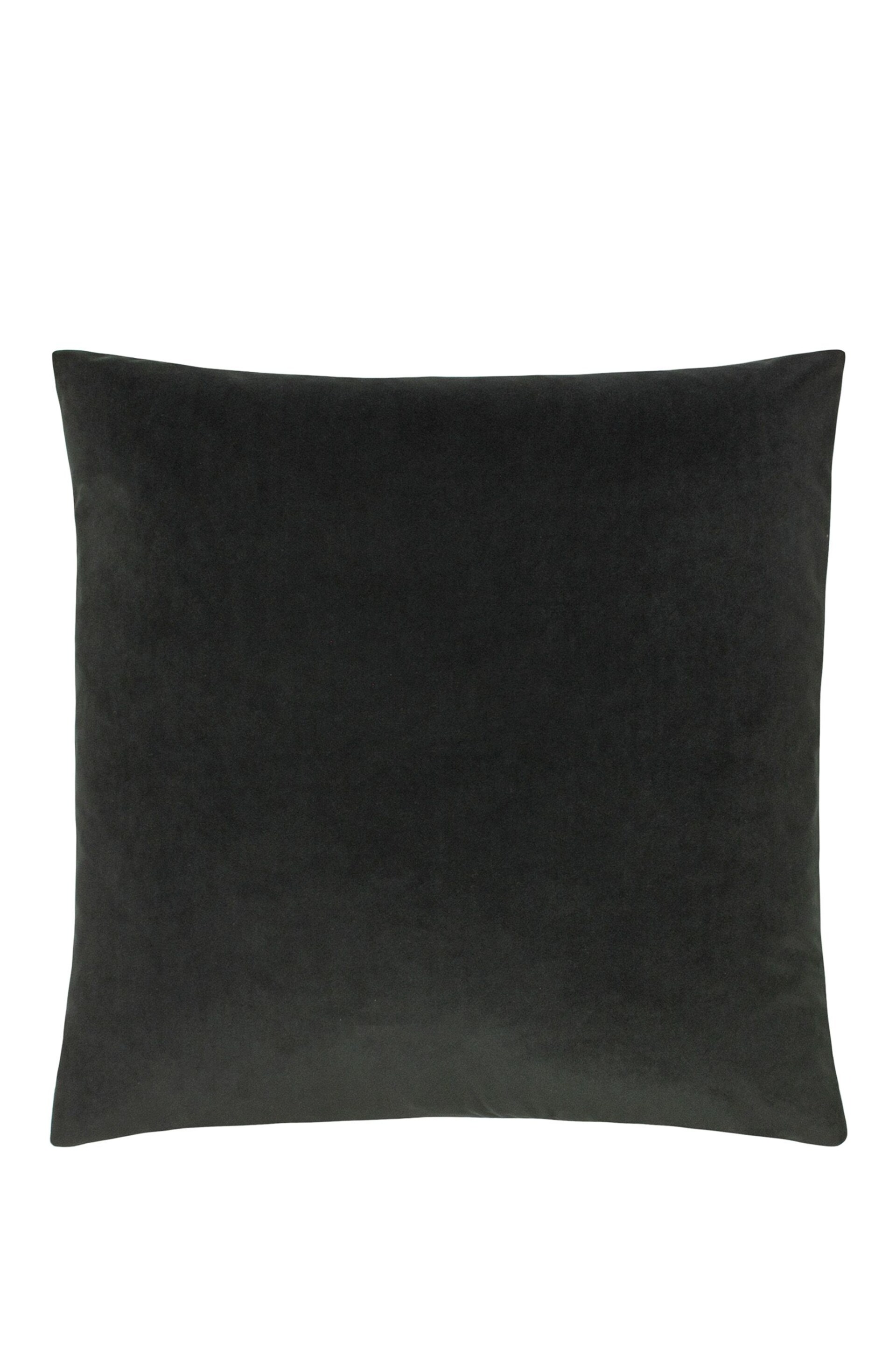 Evans Lichfield Charcoal Grey Sunningdale Velvet Polyester Filled Cushion - Image 1 of 3