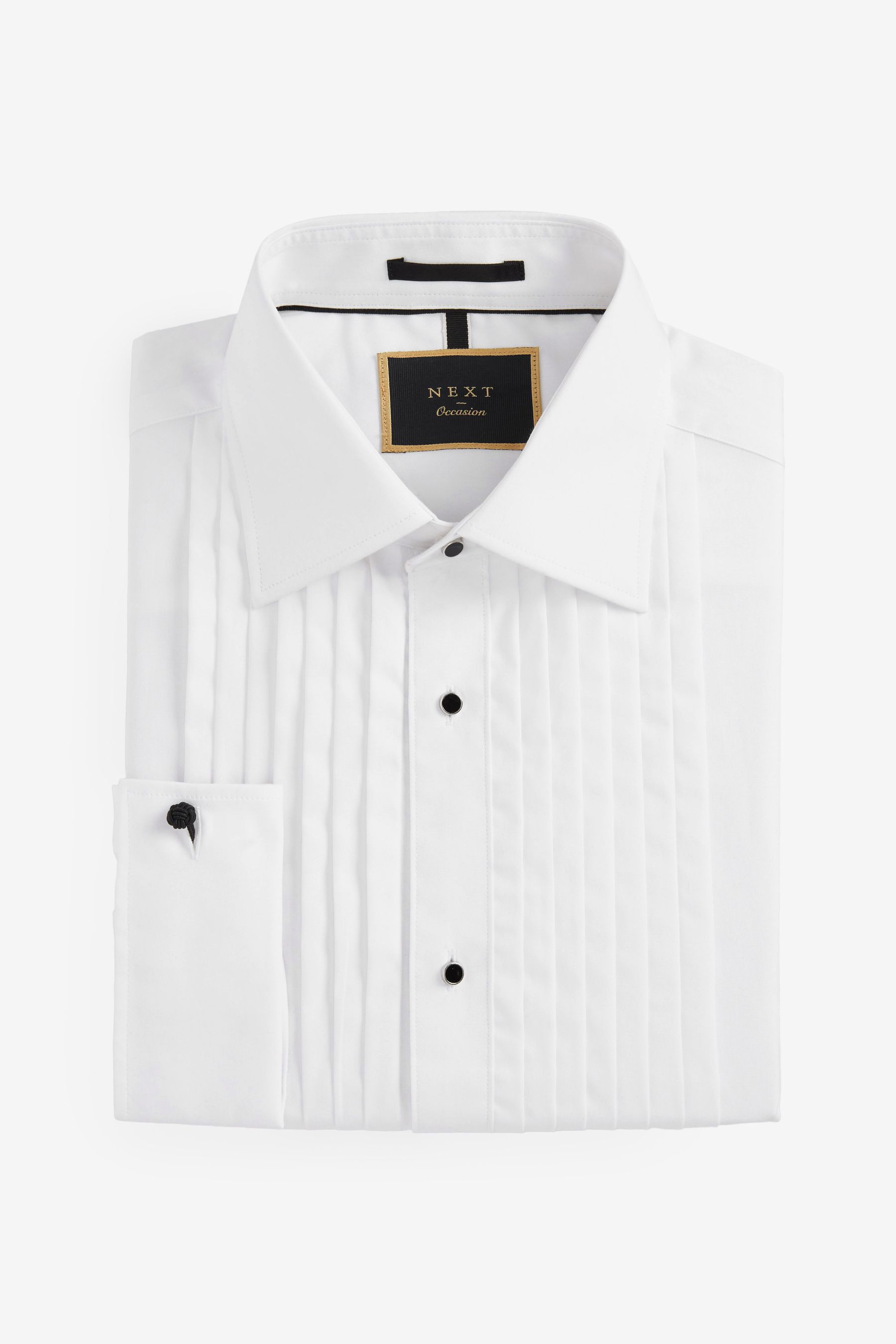 Buy White Pleated Double Cuff 100 Cotton Dress Shirt With Cutaway Collar from Next Luxembourg