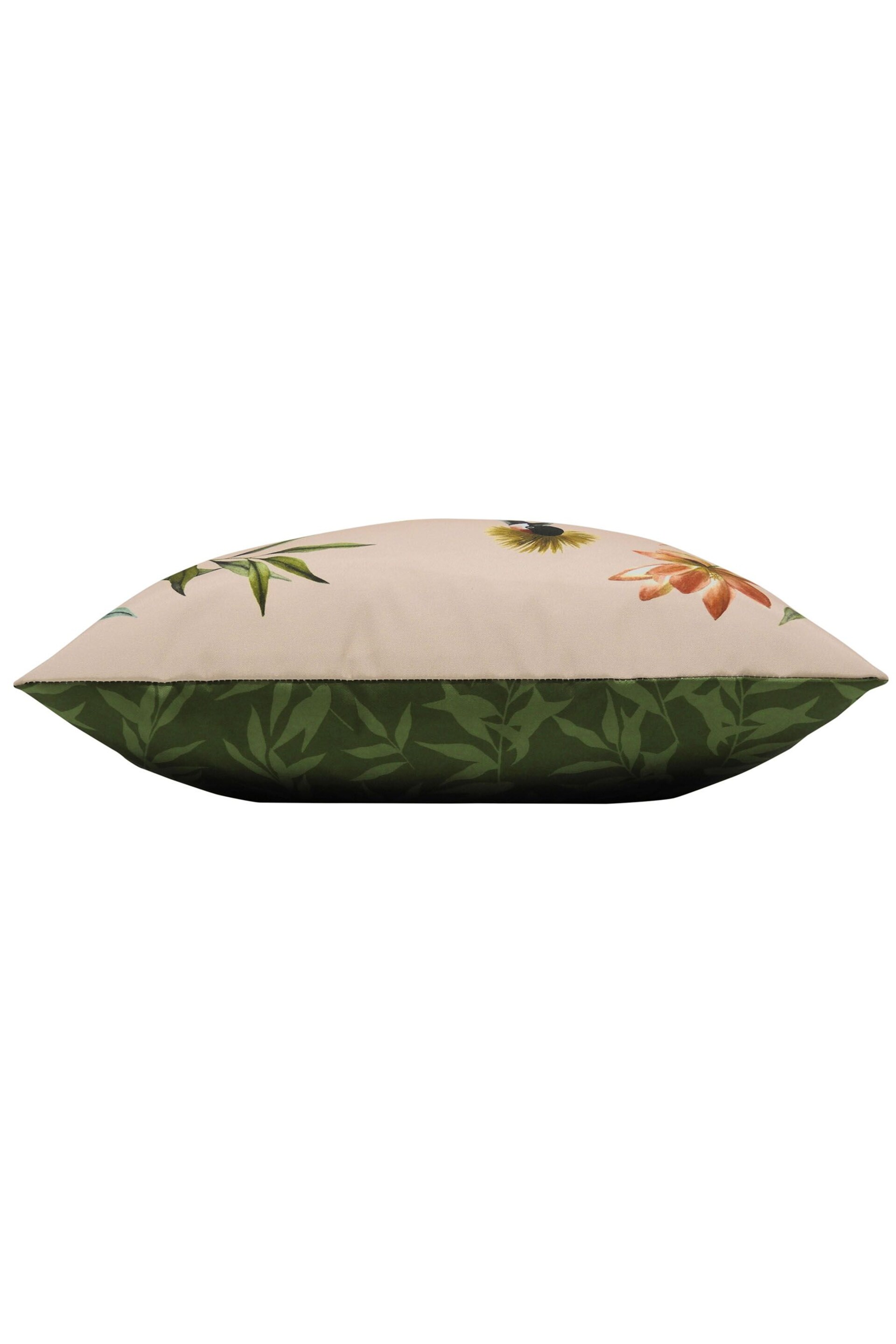 Evans Lichfield Blush Pink/Forest Green Cranes Outdoor Polyester Filled Cushion - Image 4 of 5