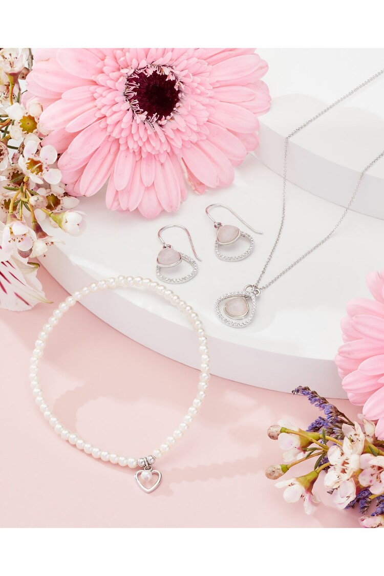 Sterling Silver Heart Charm Pearl Beaded Bracelet - Image 3 of 3