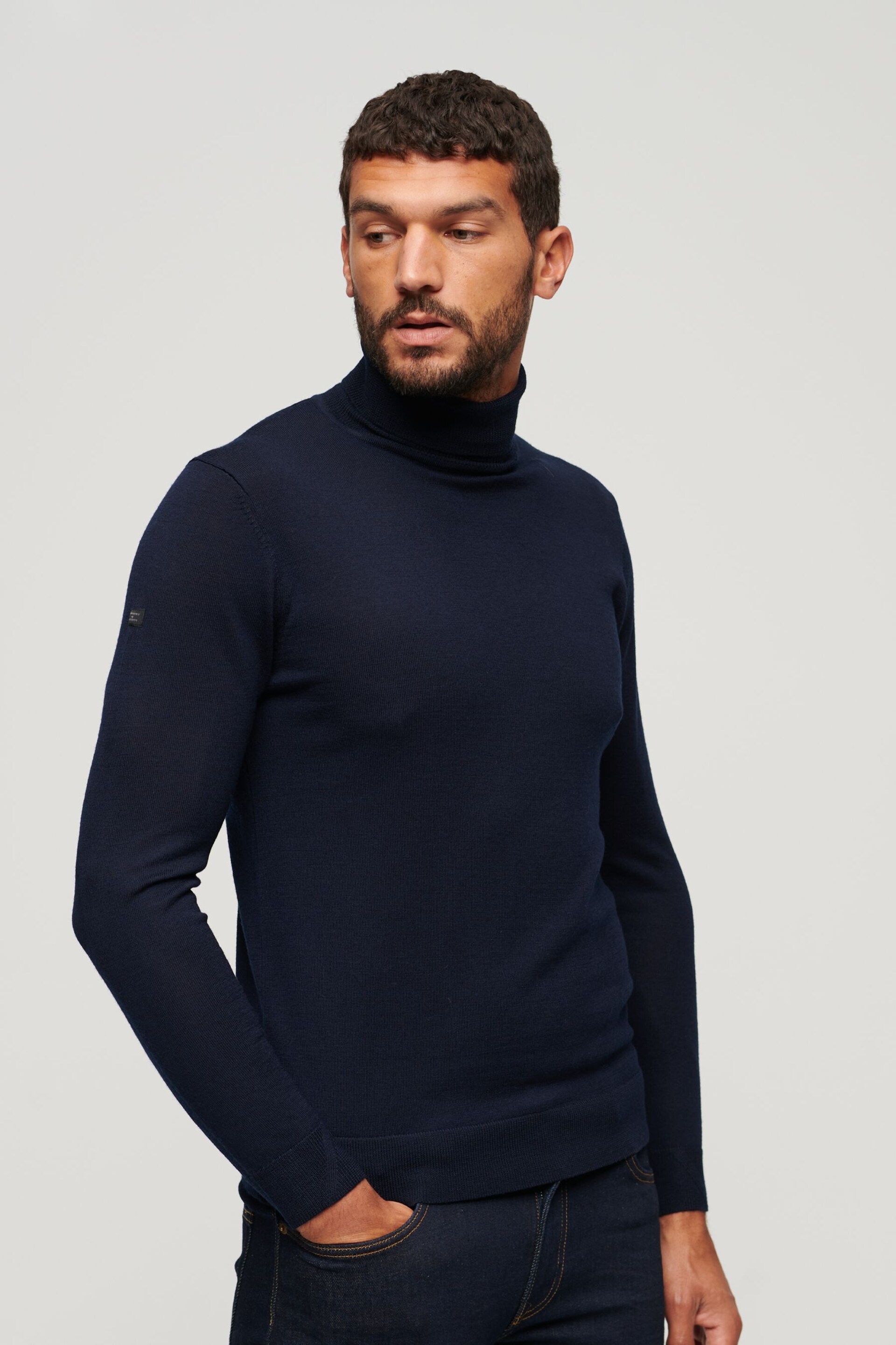 Superdry Blue Merino Jumper - Image 1 of 3