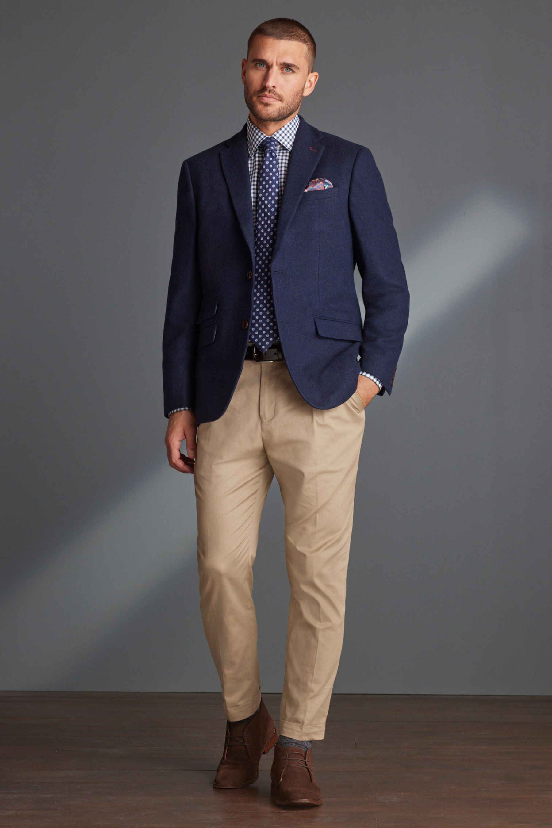 Buy Navy Blue Slim Fit Nova Fides Signature Herringbone Wool Blazer from the Next UK online shop