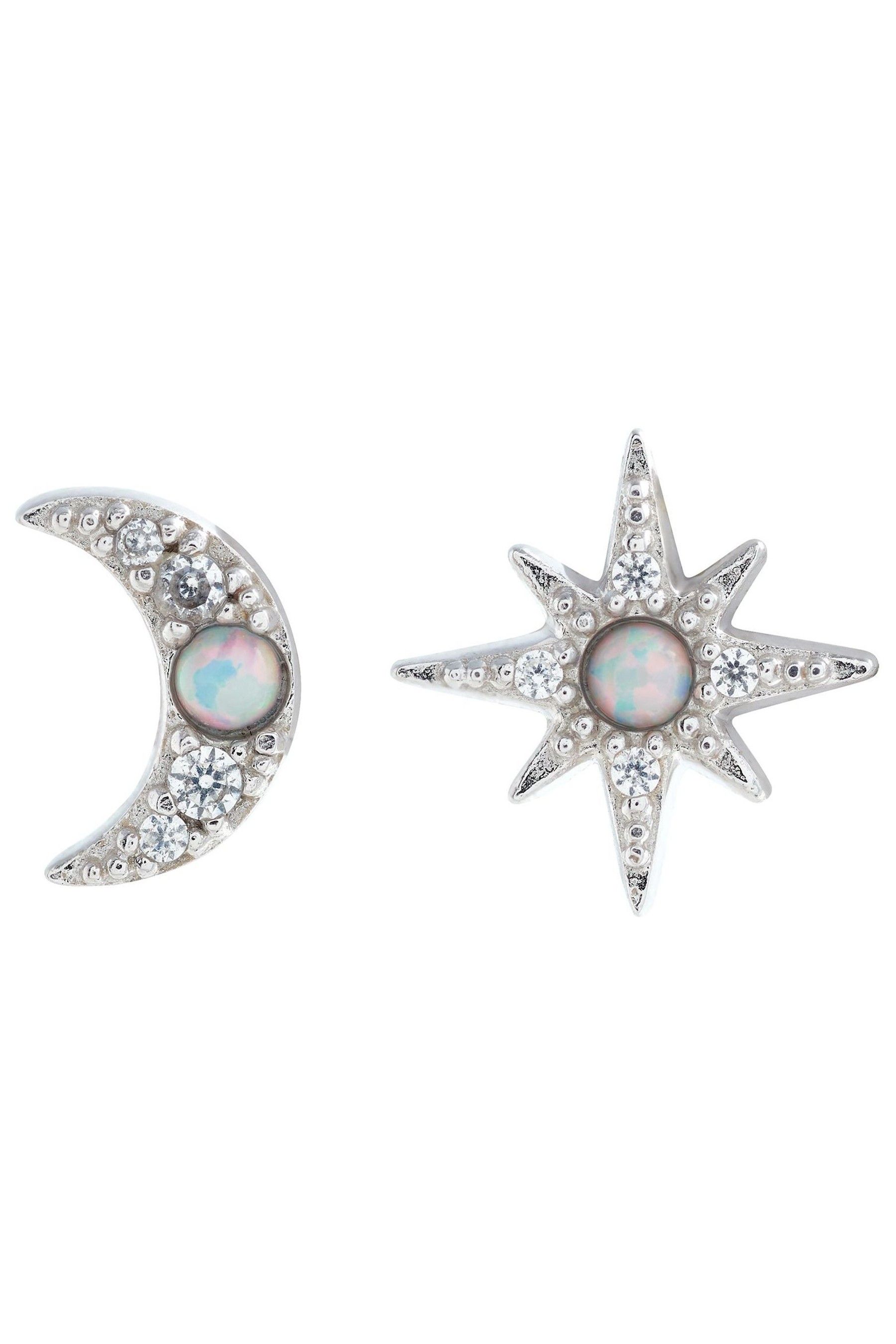 Buy Olivia Burton Silver Tone North Star And Moon Stud Earrings from the Next UK online shop