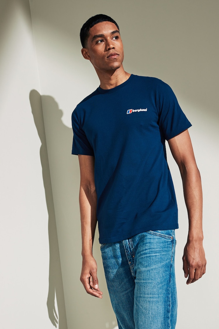 Berghaus Blue Dark 100% Cotton Classic Logo T-Shirt - Image 1 of 6