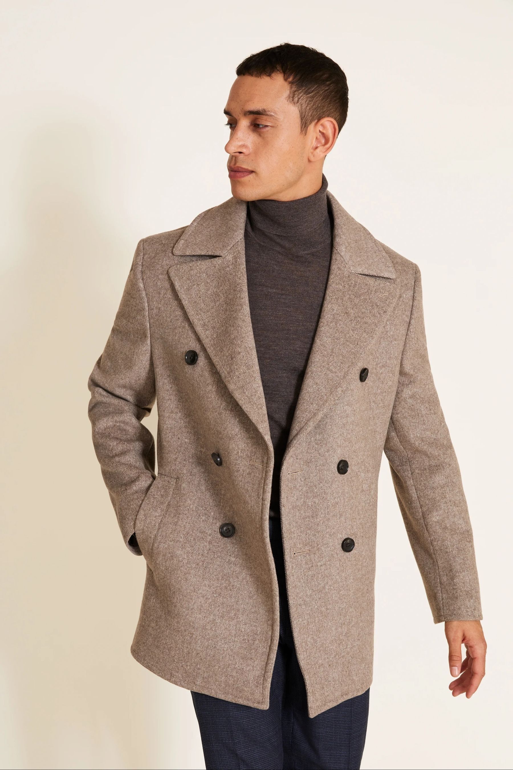Buy MOSS Tailored Fit Oatmeal Herringbone Pea Coat from Next Austria