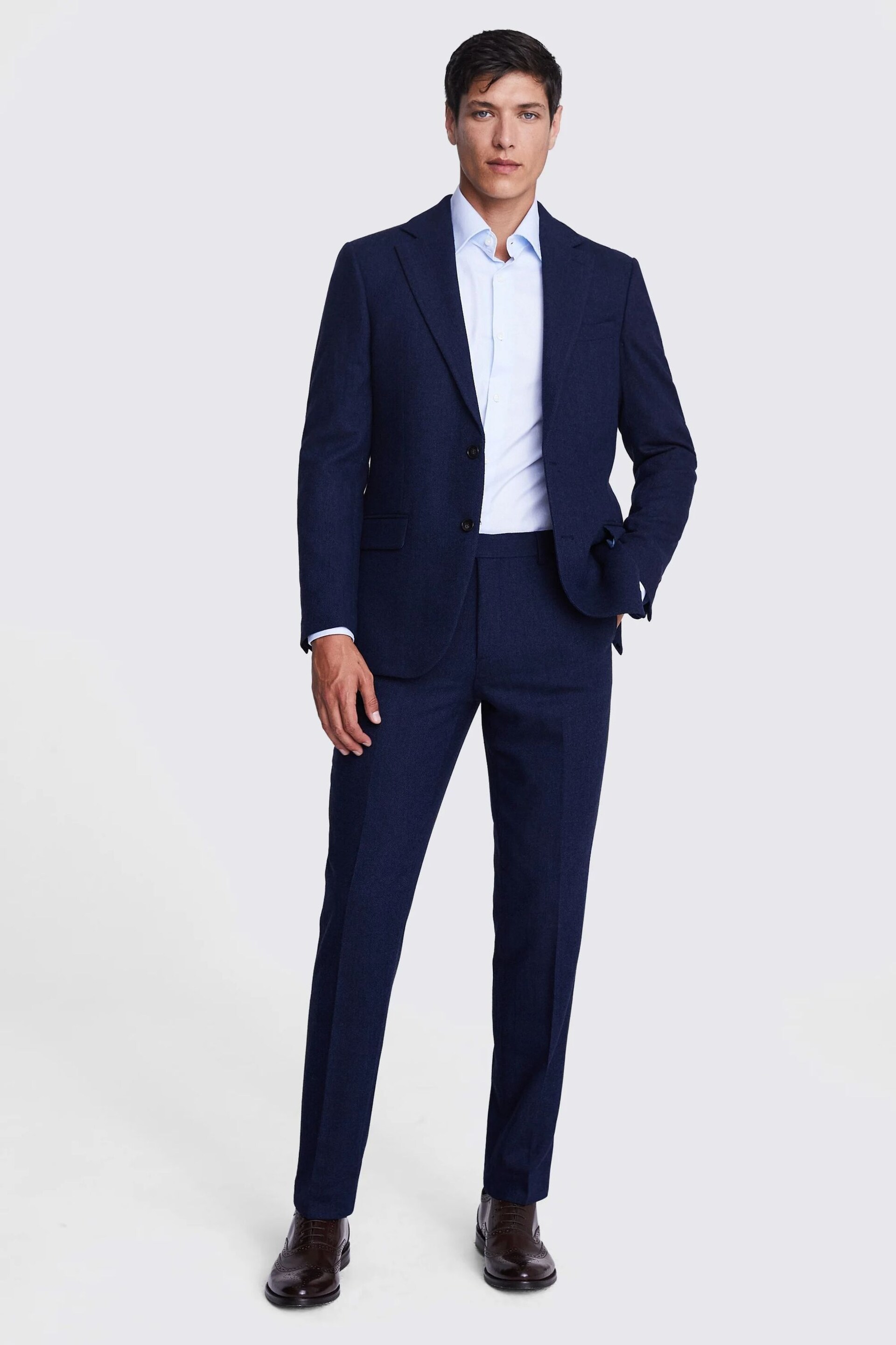 MOSS Tailored Fit Ink Herringbone Suit: Jacket - Image 4 of 5