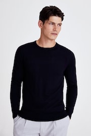 MOSS Navy Blue Merino Wool Blend Crew Neck Jumper - Image 1 of 6