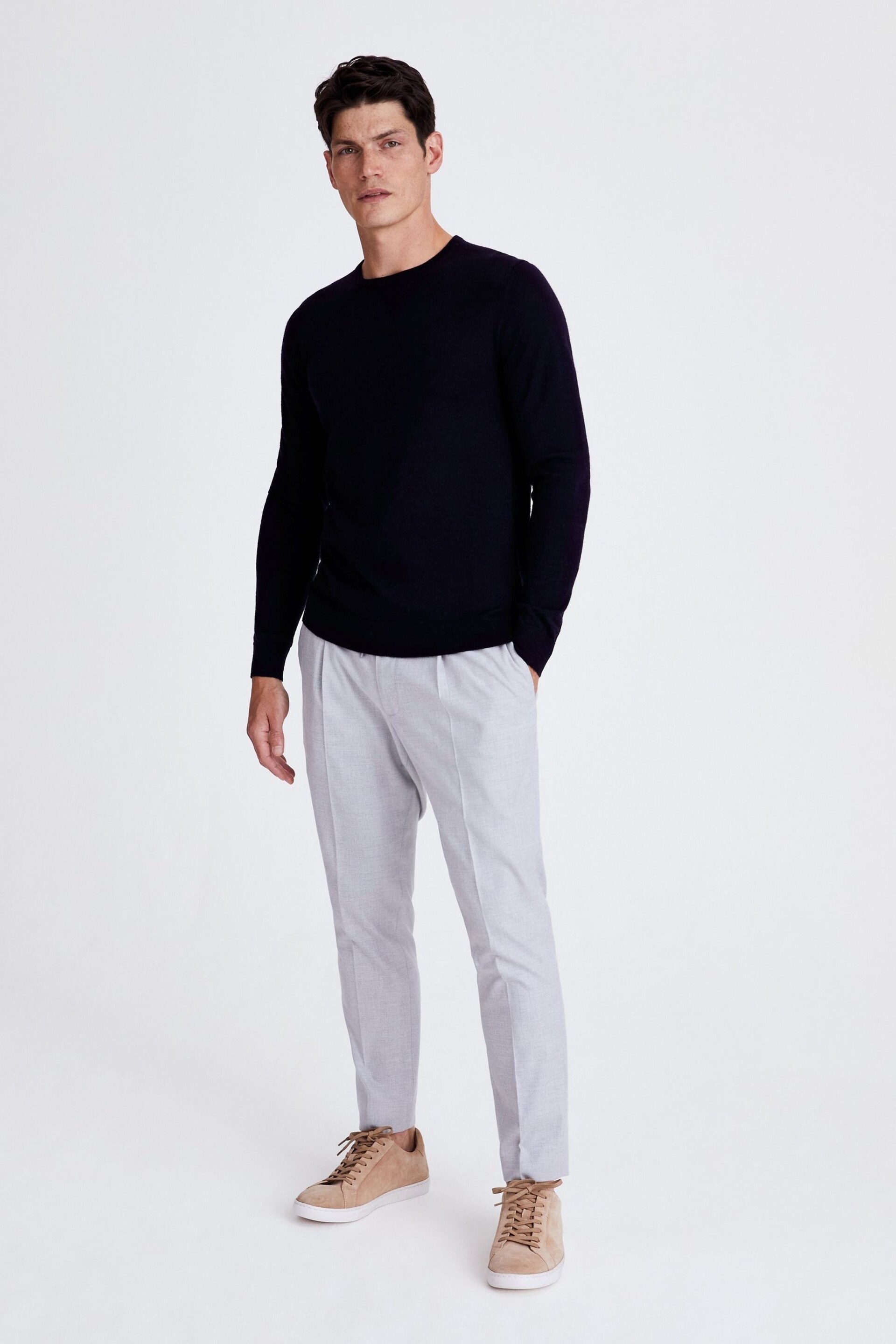 MOSS Navy Blue Merino Wool Blend Crew Neck Jumper - Image 3 of 6