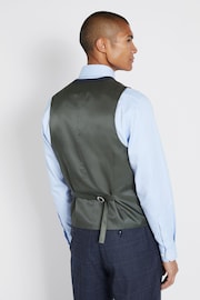 MOSS Regular Fit Blue With Khaki Check Suit Waistcoat - Image 2 of 3