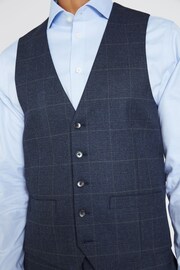 MOSS Regular Fit Blue With Khaki Check Suit Waistcoat - Image 3 of 3