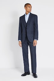 MOSS Regular Fit Blue With Khaki Check Suit: Jacket - Image 3 of 5