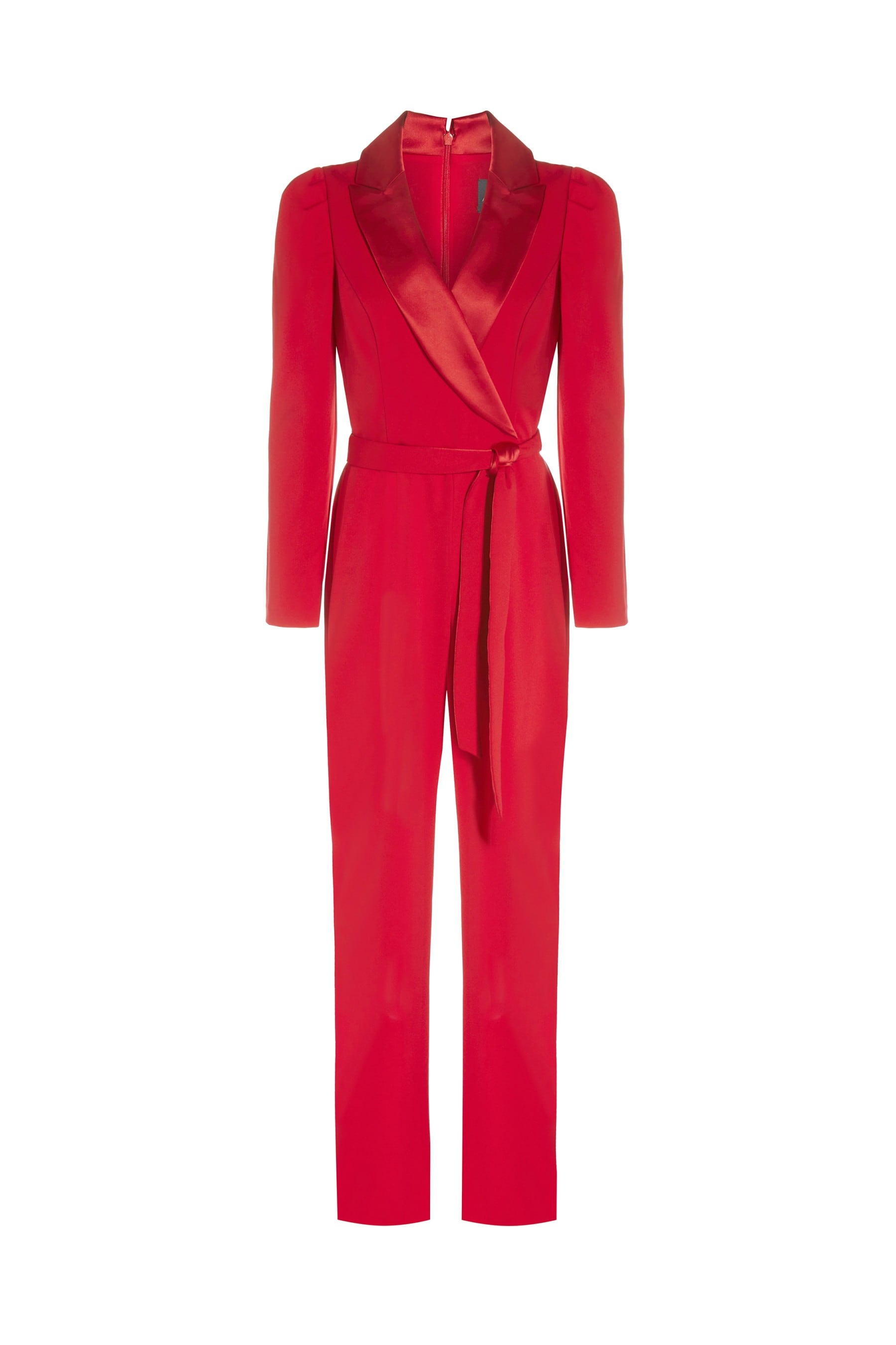 Buy Adrianna Papell Womens Red Knit Crepe Tuxedo Jumpsuit from Next Luxembourg
